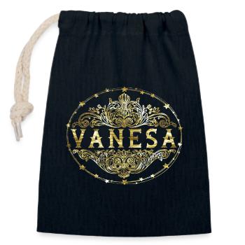 Vanesa - Closable cotton gift bag (14x20cm) - navy - Front