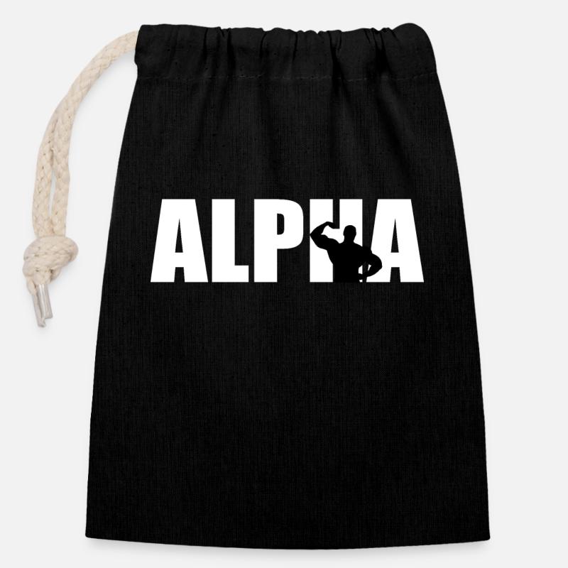 Alpha - Sac cadeau en coton avec cordon (14 x 20 cm) - noir