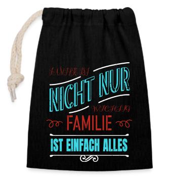 familienausflug familienwerte bday schildmaid - Verschließbarer Geschenkbeutel aus Baumwolle (14x20cm) - Schwarz - Vorne