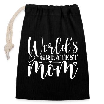 La plus grande maman du monde - Sac cadeau en coton avec cordon (14 x 20 cm) - noir - Devant