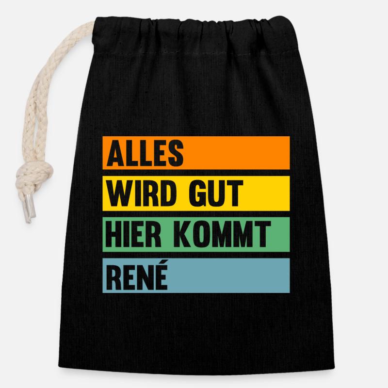 Rene - Verschließbarer Geschenkbeutel aus Baumwolle (14x20cm) - Schwarz