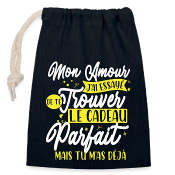 Saint Valentin Homme Humour Papa Anniversaire - Sac cadeau en coton avec cordon (14 x 20 cm) - bleu marine - Devant