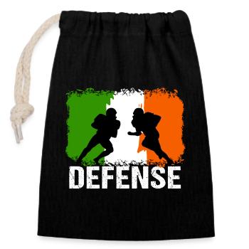 Football américain Irlande Défense - Sac cadeau en coton avec cordon (14 x 20 cm) - noir - Devant