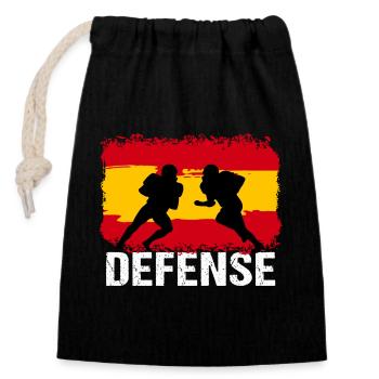 Football américain Espagne Défense - Sac cadeau en coton avec cordon (14 x 20 cm) - noir - Devant