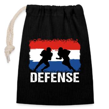 Football américain Défense des Pays-Bas - Sac cadeau en coton avec cordon (14 x 20 cm) - noir - Devant