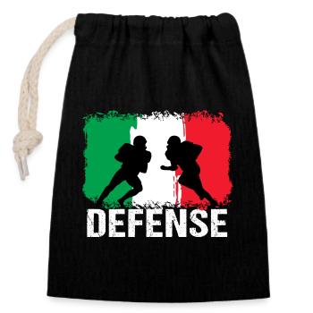 Football américain Italie Défense - Sac cadeau en coton avec cordon (14 x 20 cm) - noir - Devant