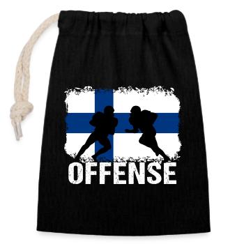 American Football Finland Offense - Closable cotton gift bag (14x20cm) - black - Front