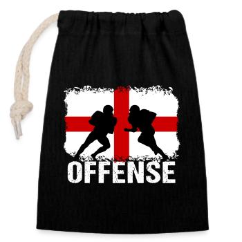 Football américain Angleterre Offensive - Sac cadeau en coton avec cordon (14 x 20 cm) - noir - Devant