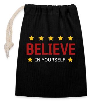 Believe in yourself - Verschließbarer Geschenkbeutel aus Baumwolle (14x20cm) - Schwarz - Vorne