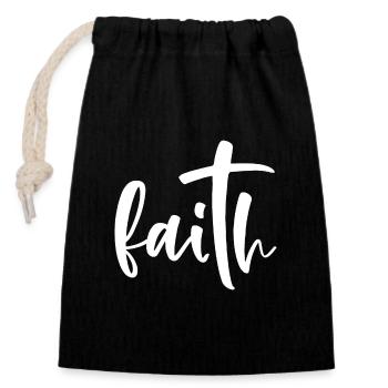 Faith - Closable cotton gift bag (14x20cm) - black - Front
