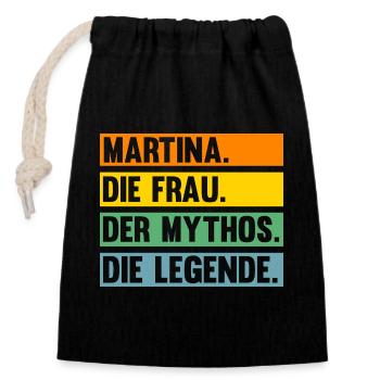 Martina - Verschließbarer Geschenkbeutel aus Baumwolle (14x20cm) - Schwarz - Vorne