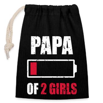 Papa de 2 filles Girl Dead Battery pour la fête des pères - Sac cadeau en coton avec cordon (14 x 20 cm) - noir - Devant