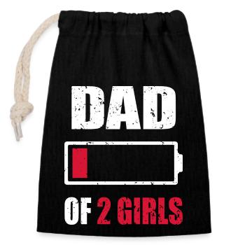 Papa de 2 filles Girl Dead Battery pour la fête des pères - Sac cadeau en coton avec cordon (14 x 20 cm) - noir - Devant