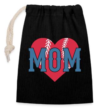 Mom Baseball Heart - Closable cotton gift bag (14x20cm) - black - Front