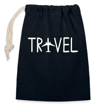 Voyager - Sac cadeau en coton avec cordon (14 x 20 cm) - bleu marine - Devant