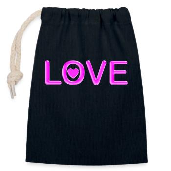 LOVE - Closable cotton gift bag (14x20cm) - navy - Front