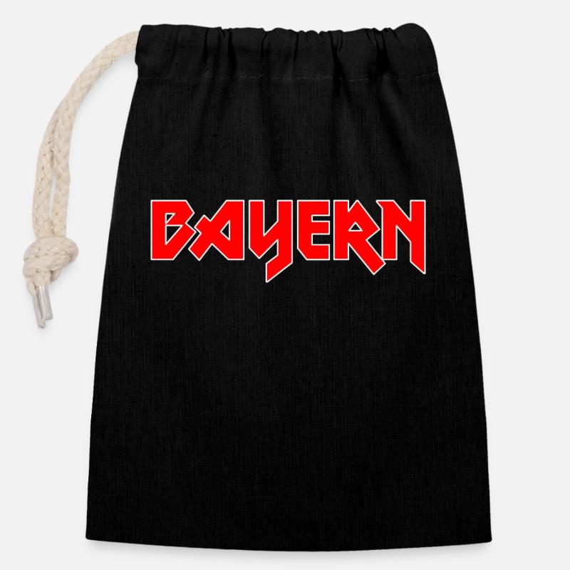 Modisches Heimat BAYERN Metal-Design - Verschließbarer Geschenkbeutel aus Baumwolle (14x20cm) - Schwarz