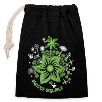 Sustainable vision - Closable cotton gift bag (14x20cm) - black - Front