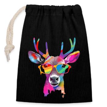 Axo le cerf - Sac cadeau en coton avec cordon (14 x 20 cm) - noir - Devant