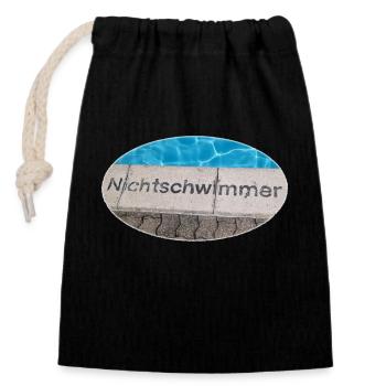 Nichtschwimmer - Verschließbarer Geschenkbeutel aus Baumwolle (14x20cm) - Schwarz - Vorne