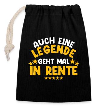 Auch Eine Legende Geht Mal In Rente Geschenk - Verschließbarer Geschenkbeutel aus Baumwolle (14x20cm) - Schwarz - Vorne