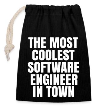 The most coolest software engineer in town - Closable cotton gift bag (14x20cm) - black - Front