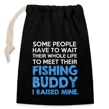 FISHING - Closable cotton gift bag (14x20cm) - black - Front