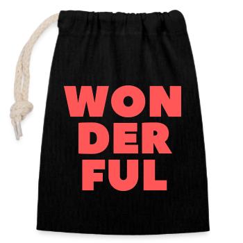 Wonderful-Wunderbar - Closable cotton gift bag (14x20cm) - black - Front