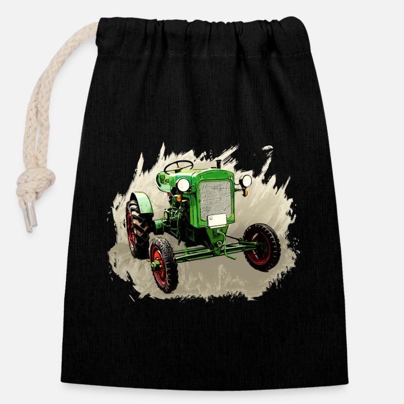 Deutz F1M 414 Bauernschlepper - Verschließbarer Geschenkbeutel aus Baumwolle (14x20cm) - Schwarz