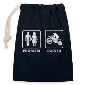 Problème? Drôle d’humour noir je m’en fiche - Sac cadeau en coton avec cordon (14 x 20 cm) - bleu marine - Devant