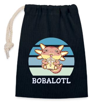 Boba Bubble Tea Axolotl Bobalotl - Closable cotton gift bag (14x20cm) - navy - Front