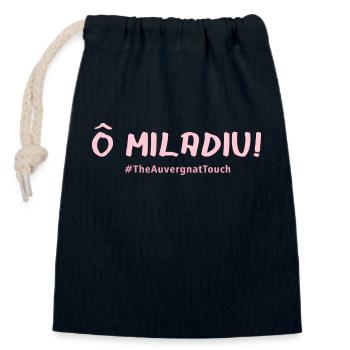 Ô miladiu !! - Sac cadeau en coton avec cordon (14 x 20 cm) - bleu marine - Devant