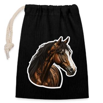 Motif de cheval majestueux - Sac cadeau en coton avec cordon (14 x 20 cm) - noir - Devant