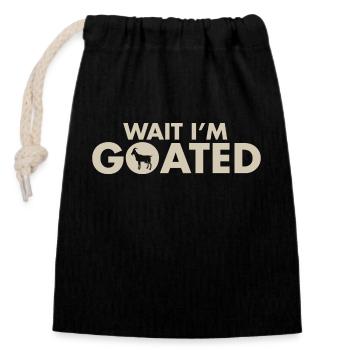 Wait I’m Goated Funny Internet Meme Goat Joke - Sac cadeau en coton avec cordon (14 x 20 cm) - noir - Devant