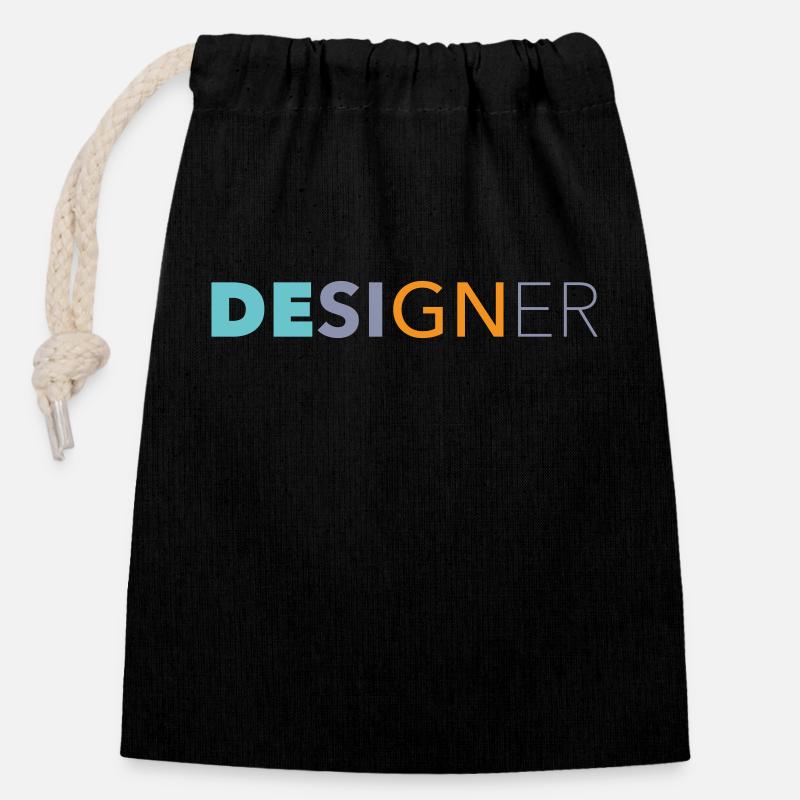 Concepteur - Sac cadeau en coton avec cordon (14 x 20 cm) - noir
