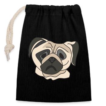 Visage de carlin - Sac cadeau en coton avec cordon (14 x 20 cm) - noir - Devant