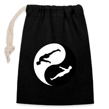 Yin and Yang Calisthenics Planche and Front Lever - Closable cotton gift bag (14x20cm) - black - Front