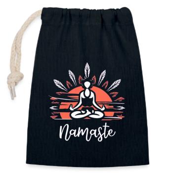 Namaste Zen Yoga Séance de relaxation Pose de méditation - Sac cadeau en coton avec cordon (14 x 20 cm) - bleu marine - Devant