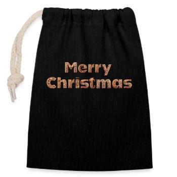 Joyeux Noël - Sac cadeau en coton avec cordon (14 x 20 cm) - noir - Devant