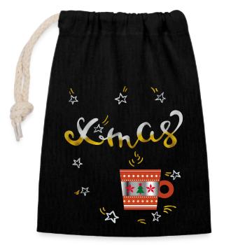Advent Coffee - Closable cotton gift bag (14x20cm) - black - Front