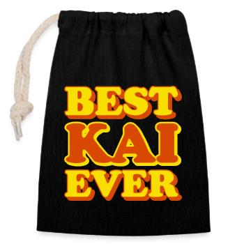 Funny gift with first name Kai - Closable cotton gift bag (14x20cm) - black - Front