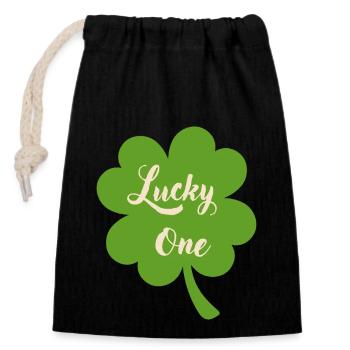 Lucky One - Closable cotton gift bag (14x20cm) - black - Front