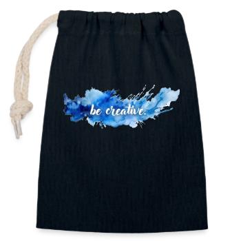 be creative. - Closable cotton gift bag (14x20cm) - navy - Front
