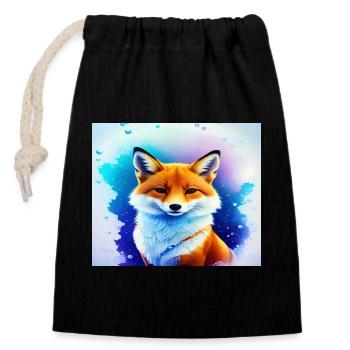 Neon Fairy Fox - Closable cotton gift bag (14x20cm) - black - Front