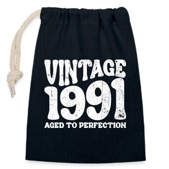 vintage 1991 - Closable cotton gift bag (14x20cm) - navy - Front