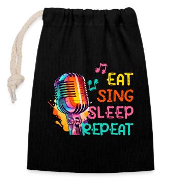 Musique Chant « Mange Chante Sommeil Répéter » Microphone vocal - Sac cadeau en coton avec cordon (14 x 20 cm) - noir - Devant