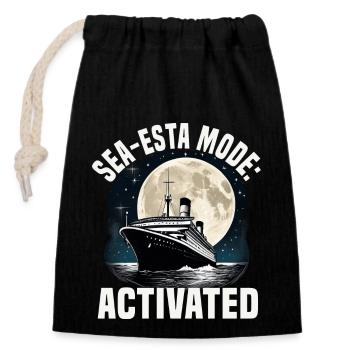 Sea-esta Mode Activated Cruise Ship Vacation - Verschließbarer Geschenkbeutel aus Baumwolle (14x20cm) - Schwarz - Vorne