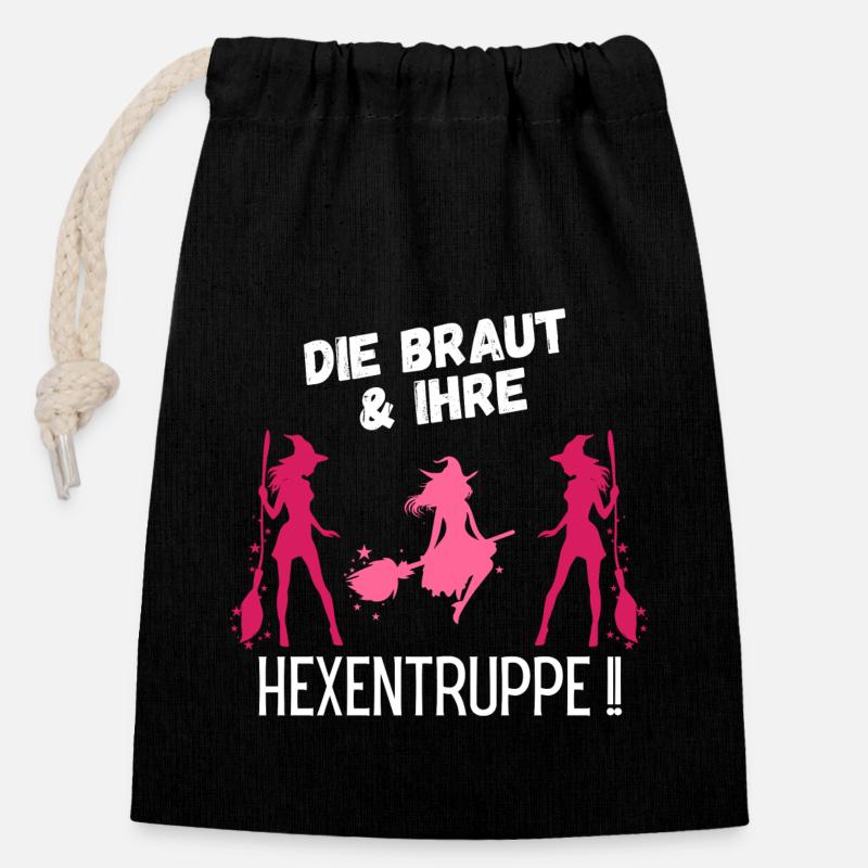 JGA - Verschließbarer Geschenkbeutel aus Baumwolle (14x20cm) - Schwarz