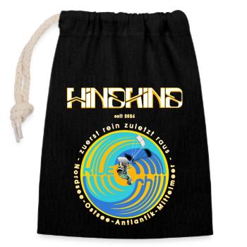 Kitesurfing - Verschließbarer Geschenkbeutel aus Baumwolle (14x20cm) - Schwarz - Vorne