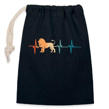 Lion Heartbeat - Closable cotton gift bag (14x20cm) - navy - Front